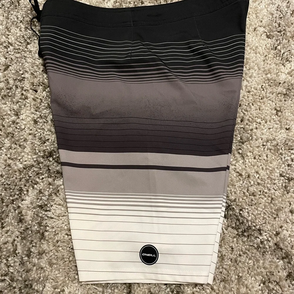 O'Neill Black and Gray‎ Striped Board Shorts